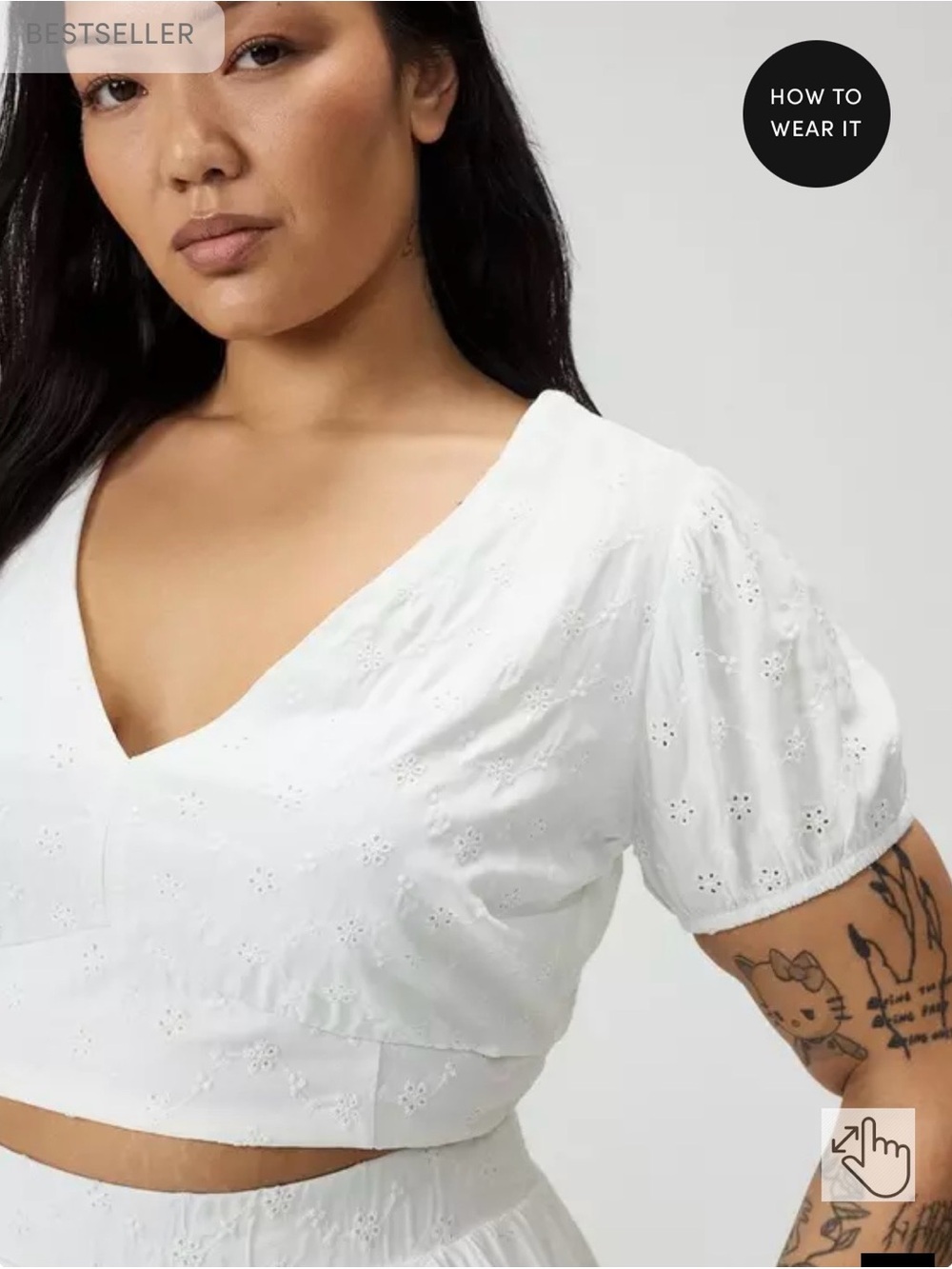 Plus Size Two Piece Eyelet Mini Skirt Set - Picture 4 of 5